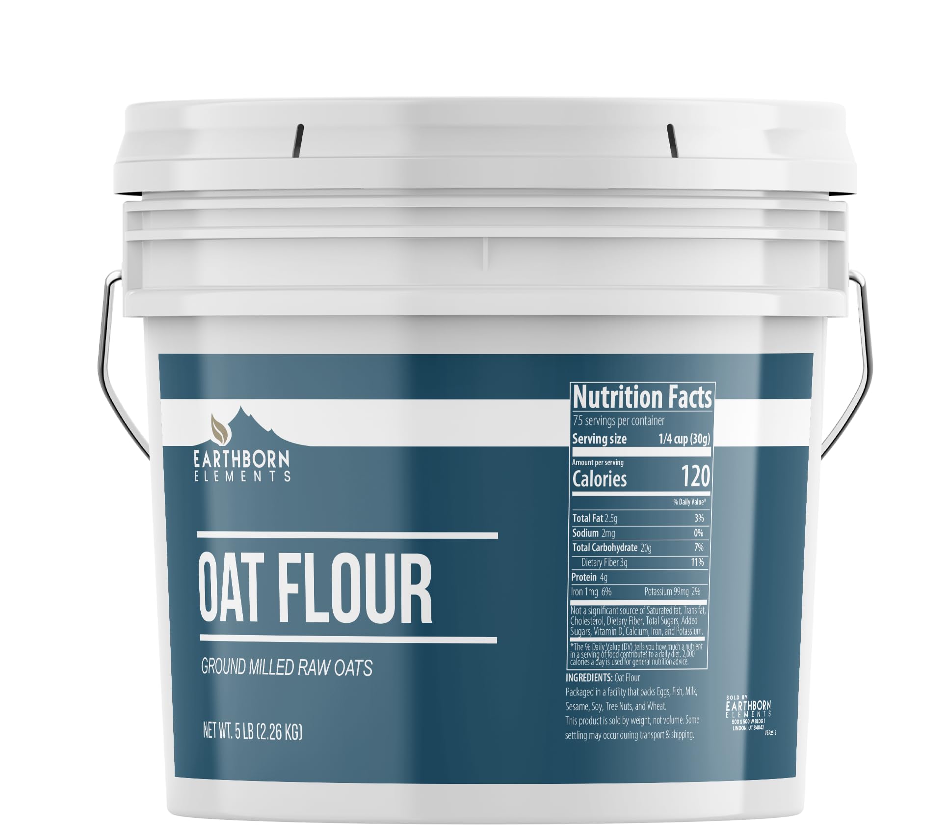 Earthborn Elements Oat Flour 1 Gallon Bucket, Baking, Versatile (5 Pound)