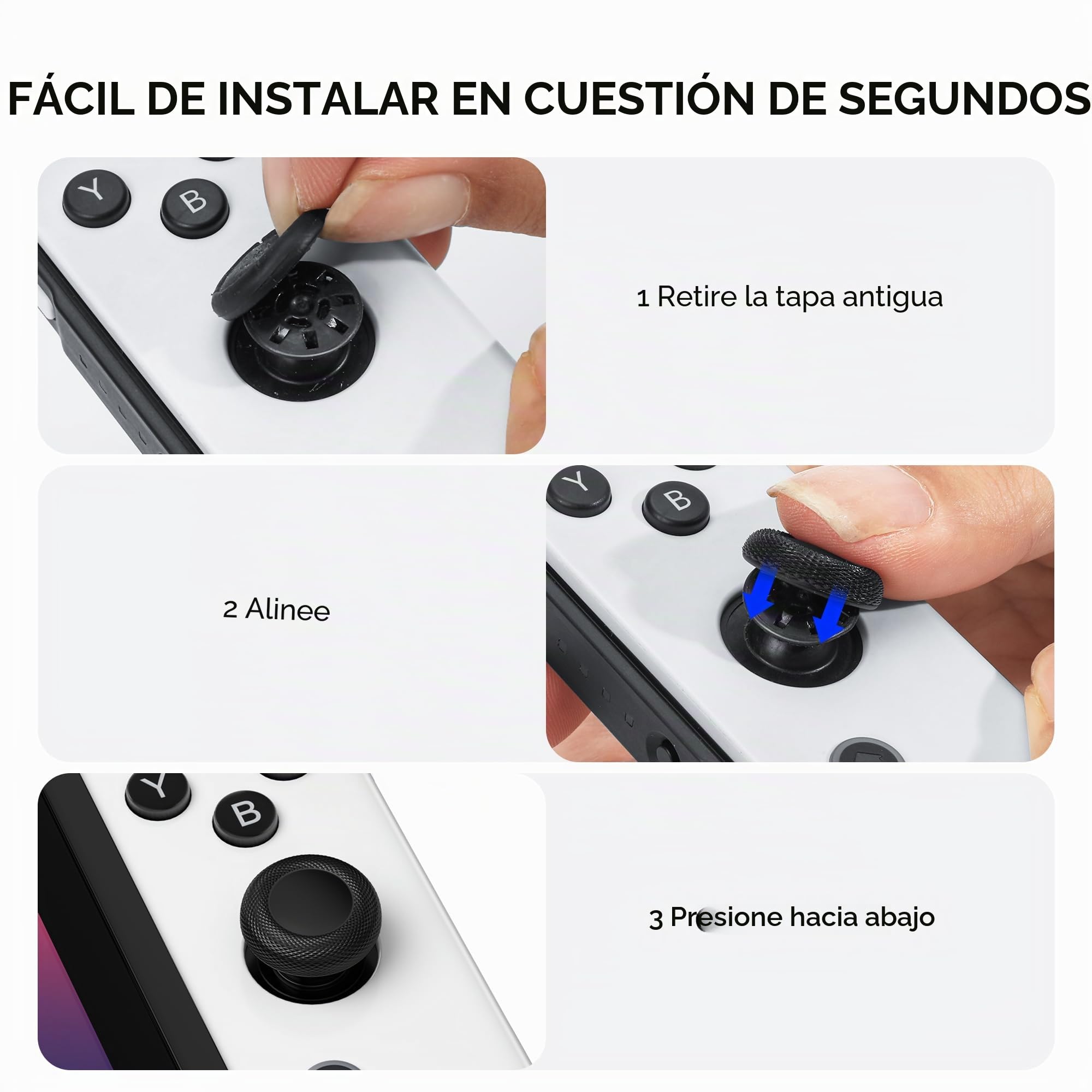 Agarres para el Pulgar para Nintendo Switch - Antideslizantes - Textura láser - Resistentes al Desgaste - Capuchón de Reemplazo Joystick para Mando Switch/OLED/Lite, 10 Tapas