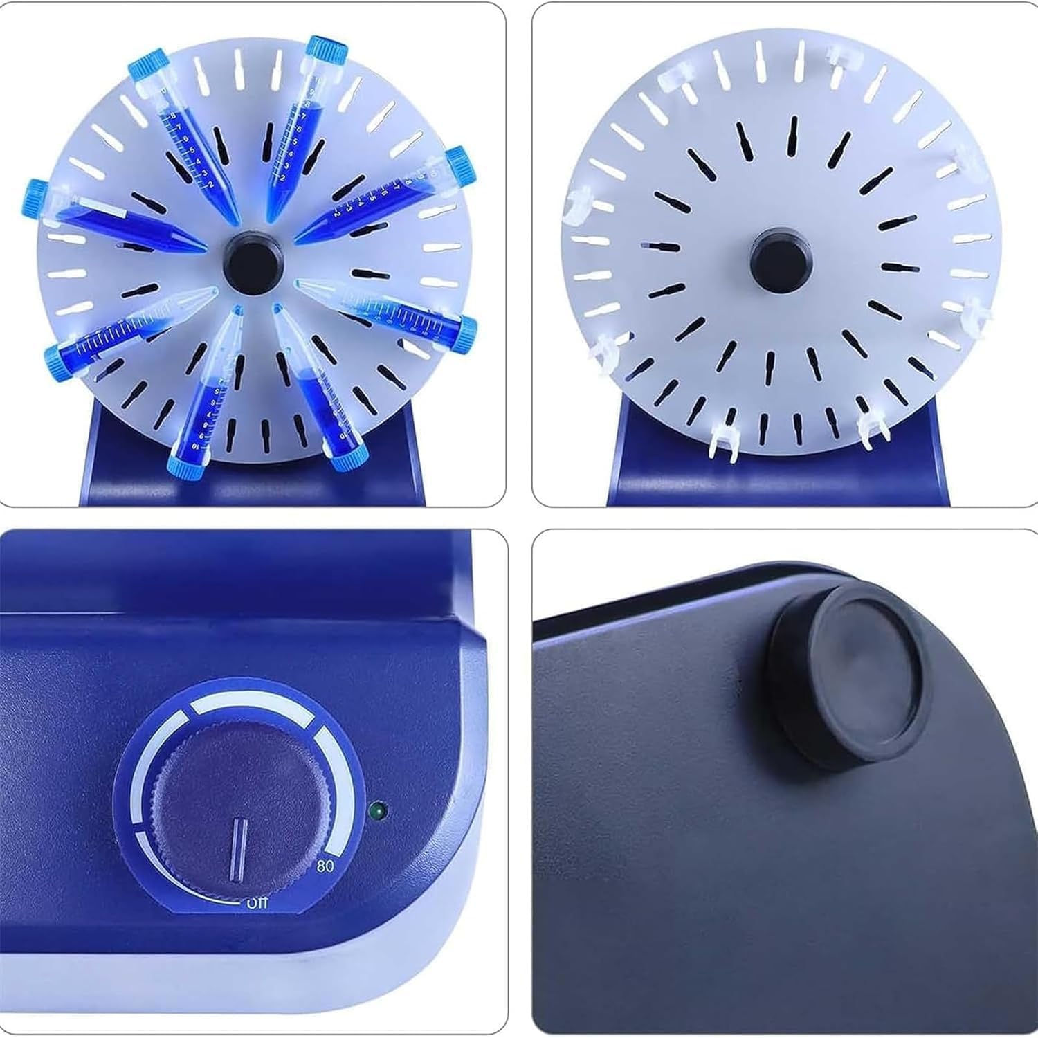 Mezclador rotatorio de Tubos analógico, vórtex de múltiples Tubos y agitador Orbital para Tubos de 1.5, 15 y 50 ml, Velocidad Ajustable de 0 a 80 RPM
