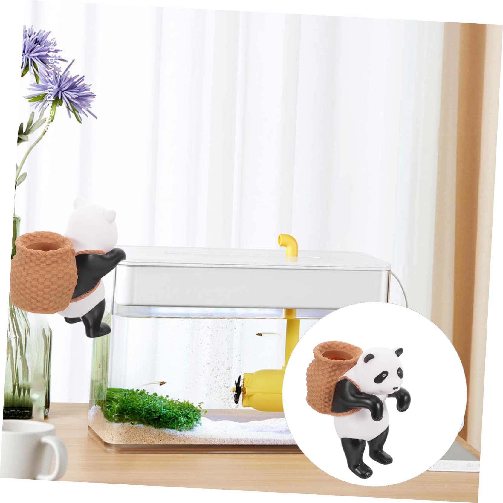 Cabilock 4 Piezas Colgante de paisajismo de pecera Acuario decoración de pecera Panda Largo Adornos pecera decoración de Animales Decoraciones de Peces Mini Decoraciones para peceras Vinilo