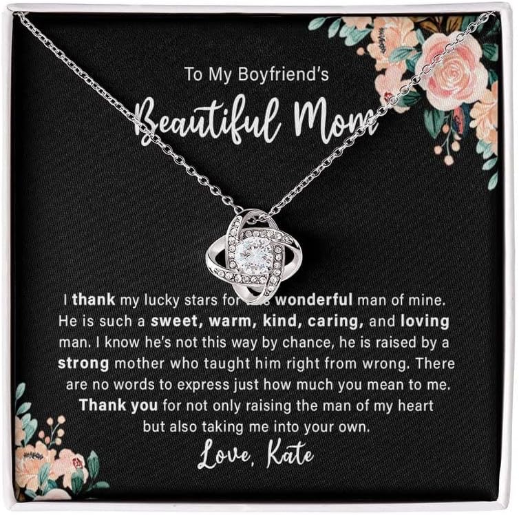 Collar con texto en inglés "To My Boyfriend's Mom Thank You For Creating My Best Friend", collar de regalo para el día de la madre para cumpleaños,