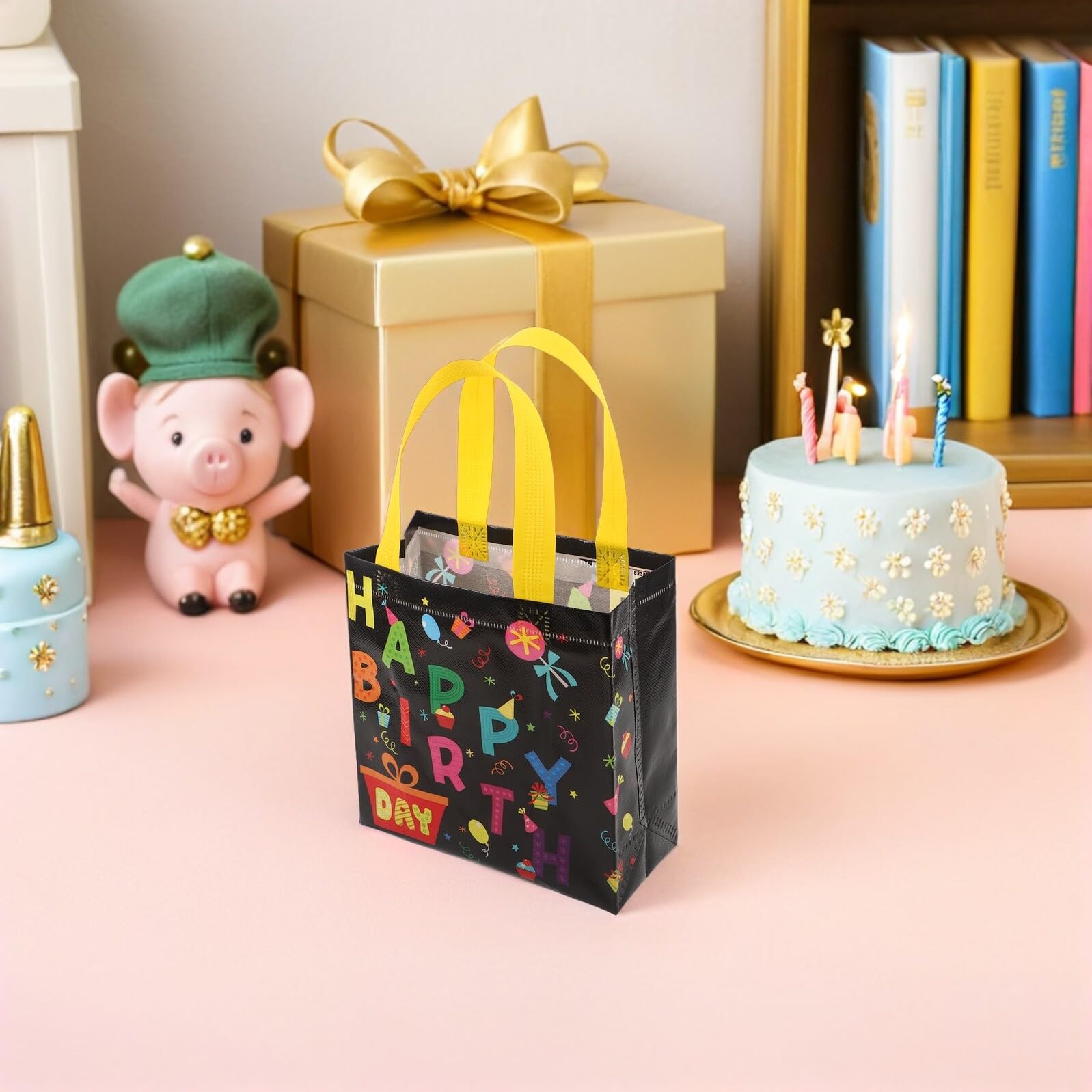 Homoyoyo Bolsas de Obsequio para Cumpleaños con Asas, 30 Piezas de Tela No Tejida Duradera, Tamaño 32x19x8 Cm, Bolsas Reutilizables para Dulces y Fiestas Infantiles