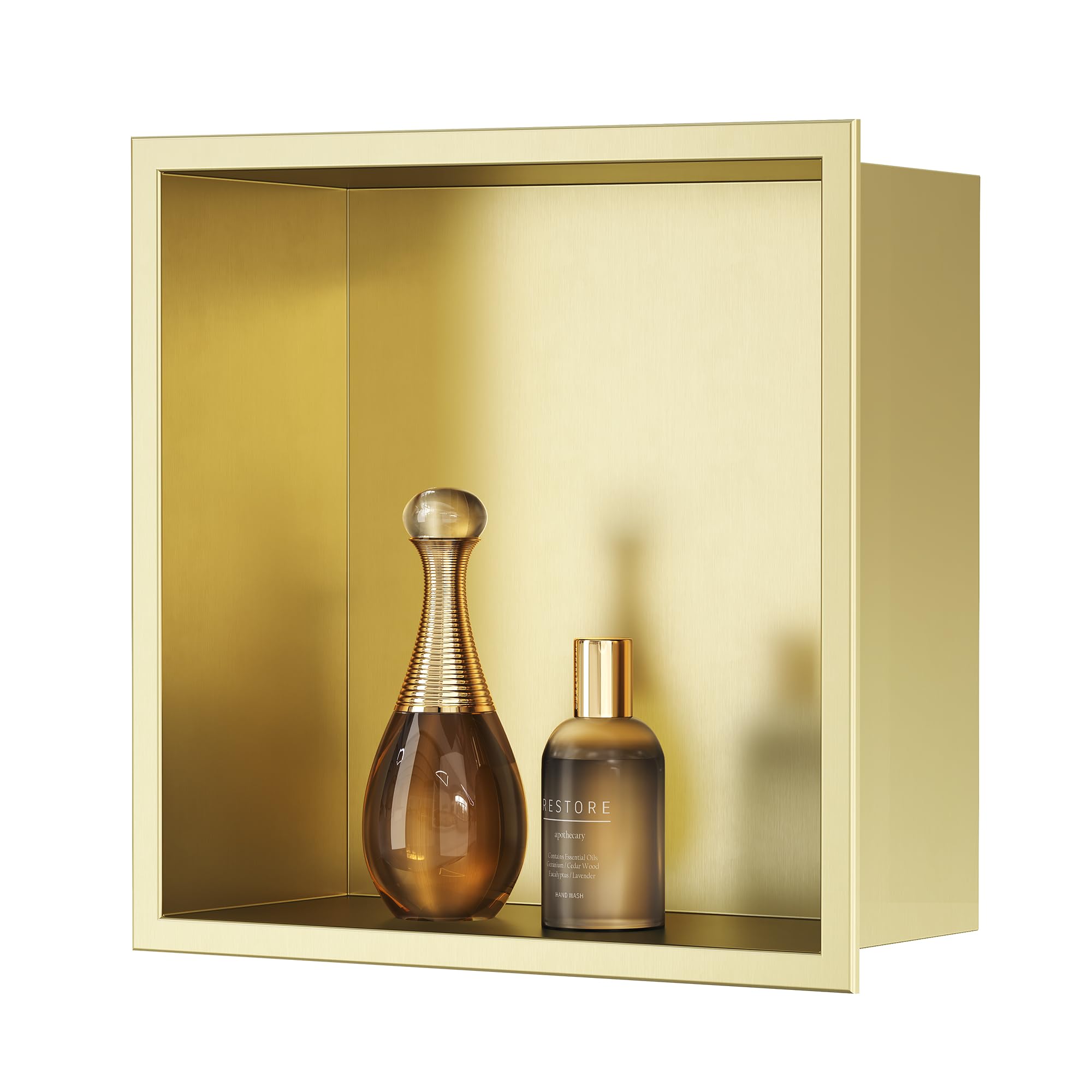 Neodrain Stainless Steel Shower Niche Wall Insert Single Wall Niche Shower Storage for Bathroom 30x30cm, Gold