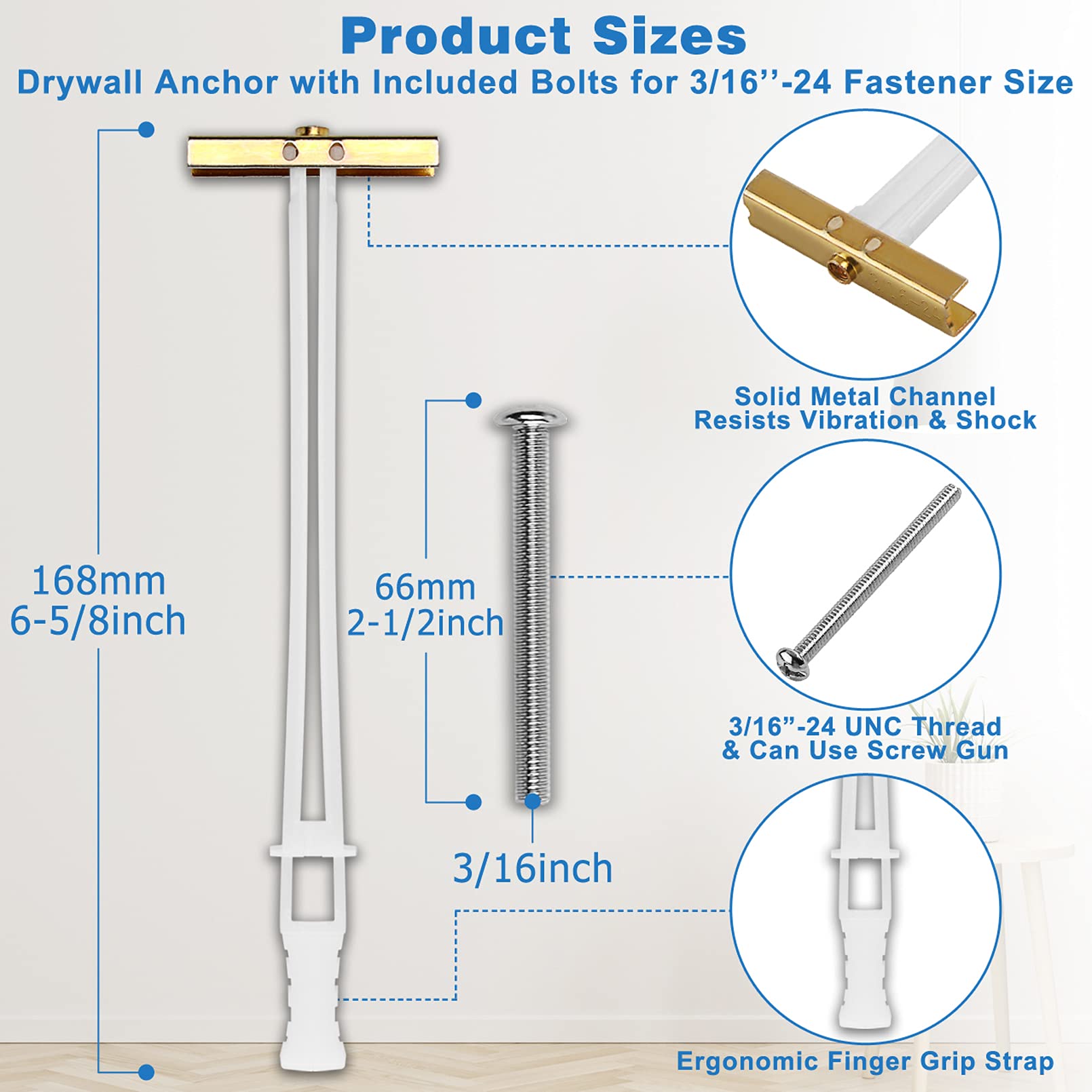 Drywall Anchors(12pcs), Drywall Anchors Heavy Duty, Wall Anchors and