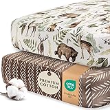 Pobibaby - 2 Pack Premium Fitted Baby Boy Crib Sheets for Standard Crib Mattress - Ultra-Soft Cotton Blend, Safe and Snug, and Stylish Woodland Crib Sheet (Wildlife) 2 Pack - Crib Sheets