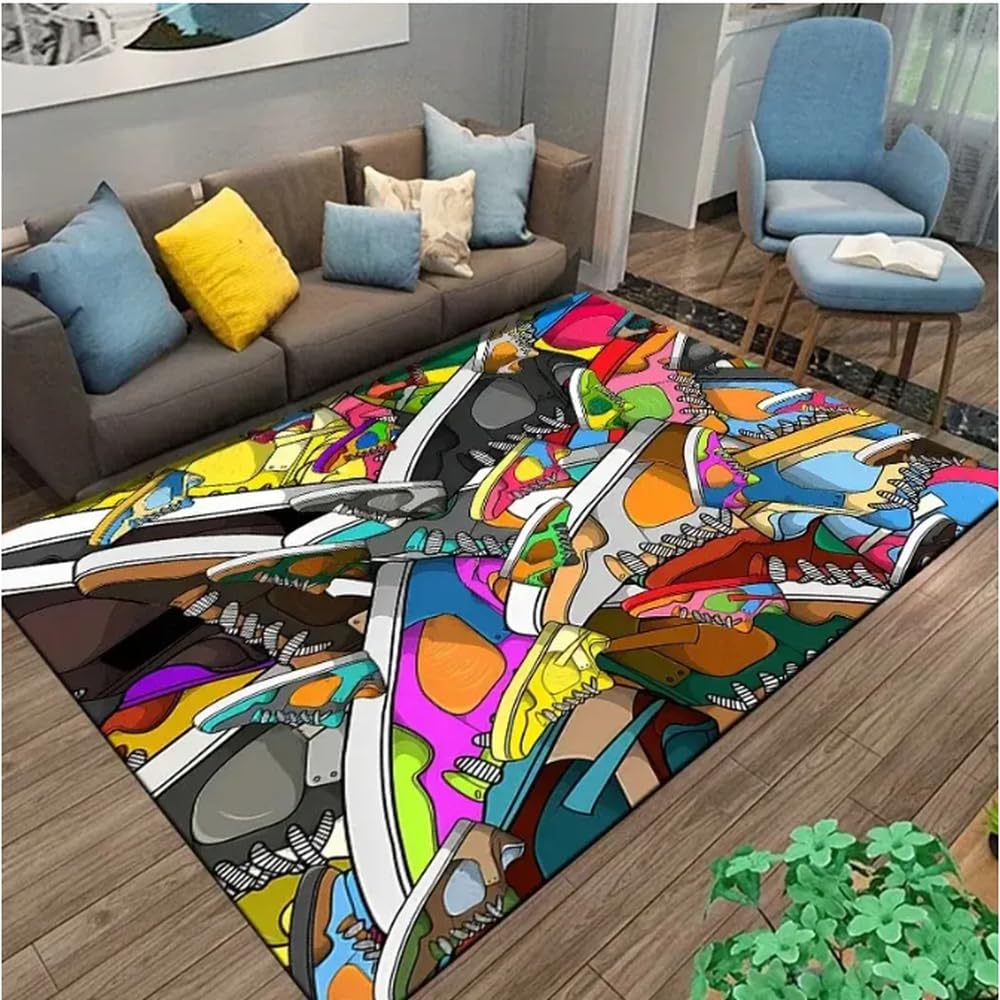 Tapis de porte antidérapant imprimé baskets 50x80cm pour sécuriser votre entrée