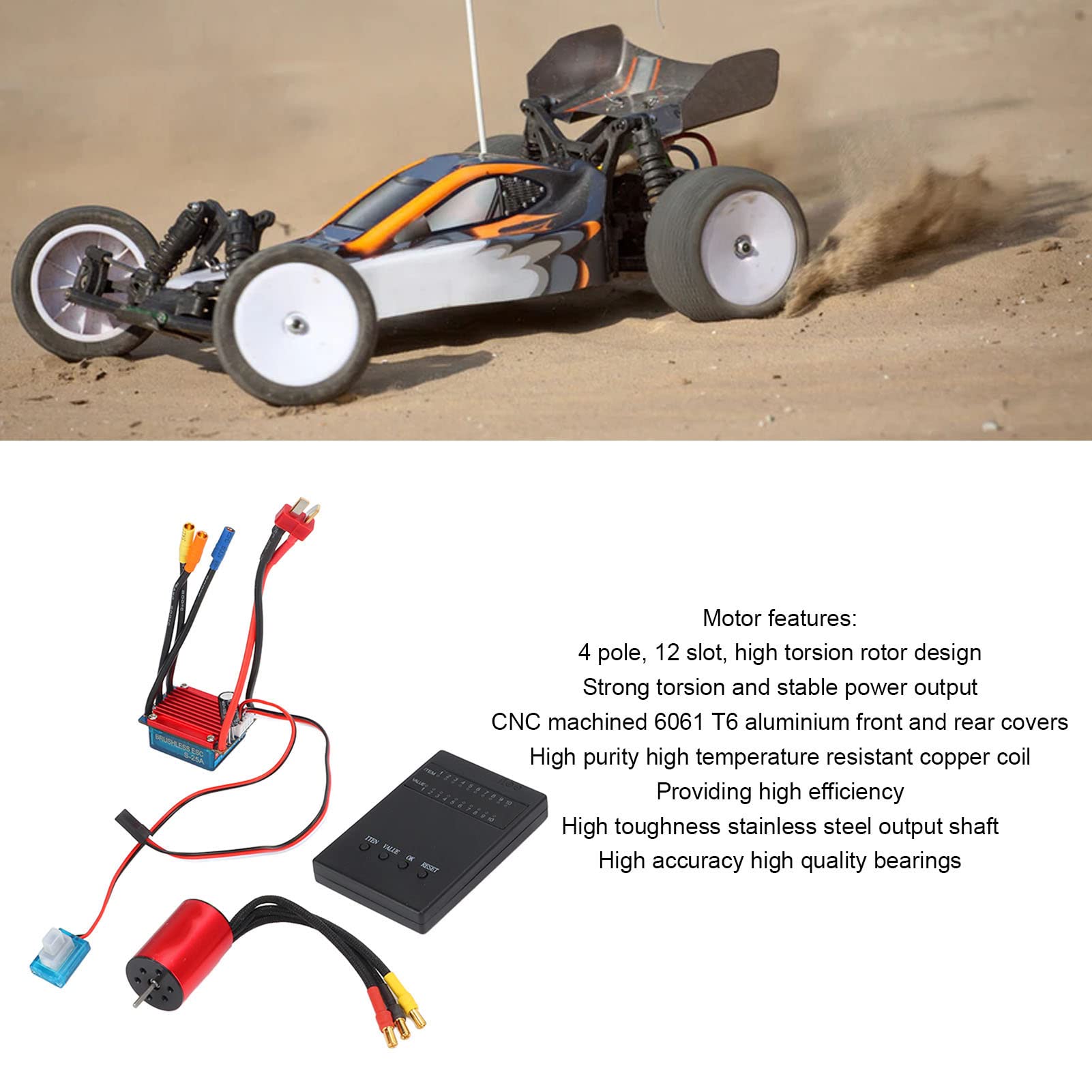ESC Servo Combo Motor, RC Brushless Motor Kit Kupferspule für 1/18 RC Car