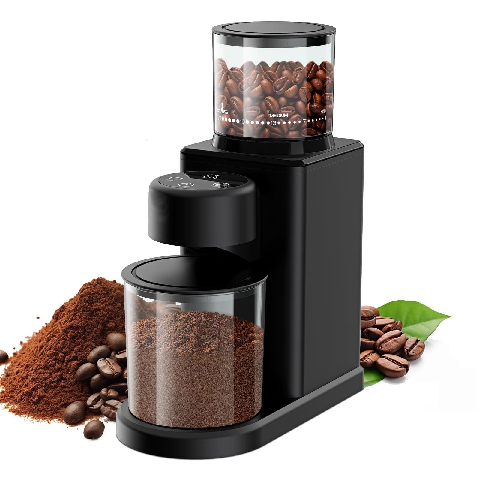 Młynek stożkowy, elektryczny młynek do kawy z dotykowym wyświetlaczem LCD