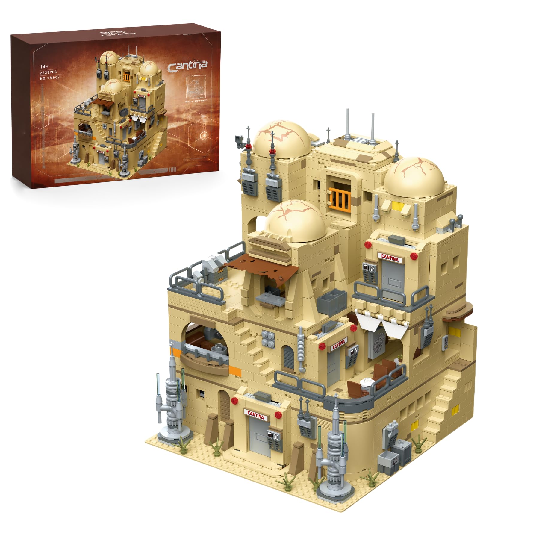 MikaBrical Tatooine Cantina Klemmbausteine Space War Set, 2639 Teile | Weltraum‑Gasthaus Modell, Modulares Gebäude Bauset, Geschenk für Erwachsene und Filmfans, Kompatibel mit Youmko YM002