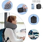 Neck Travel Pillows for Airplanes Memory Foam Neck Comfort Pillow Compact Ergonomic Design Sleeping Essentials for Long Flights Car Rides and Home Use (Grey)