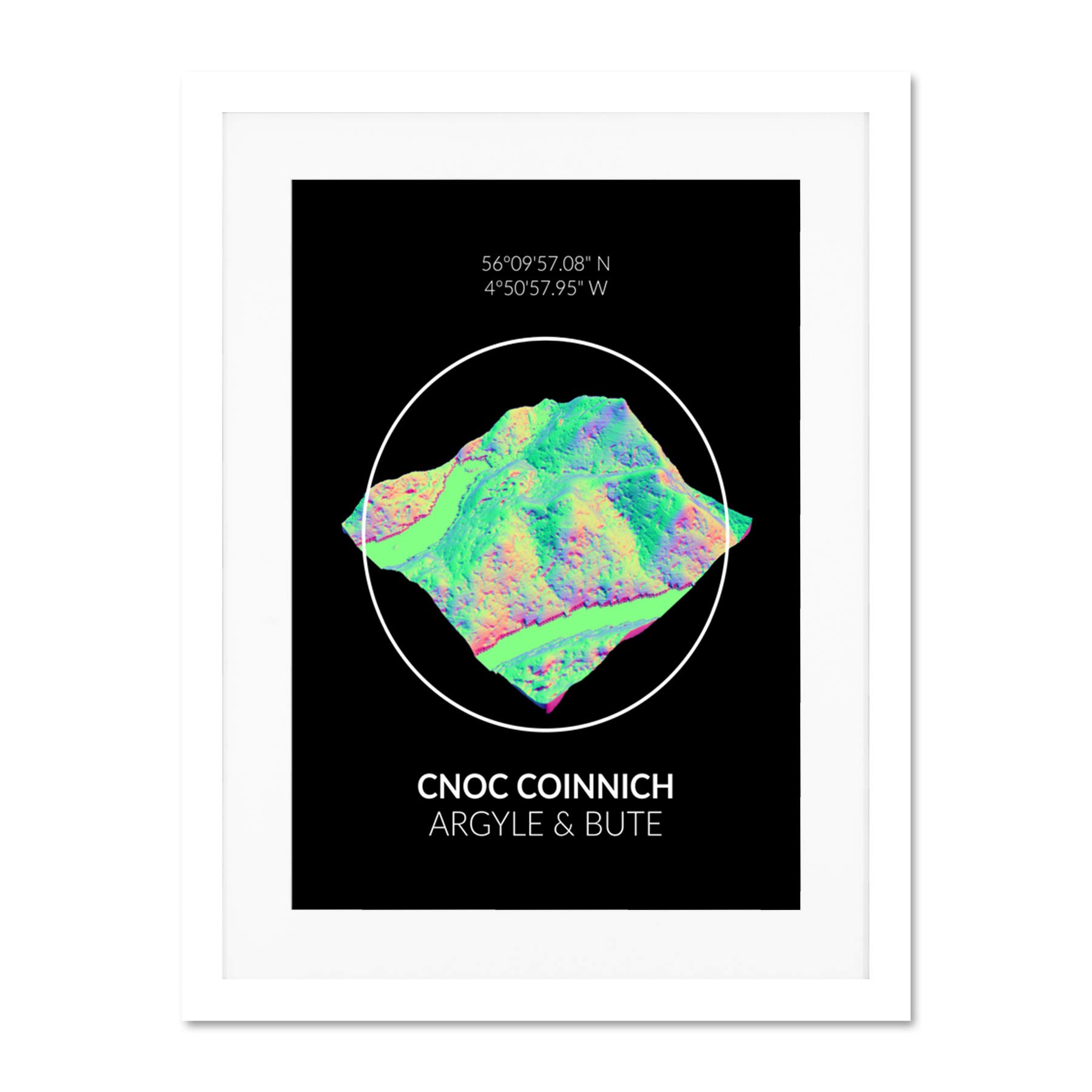 Wee Blue CooCnoc Coinnich Mountain Topography Argyll & Bute Large Art Print Poster Wall Decor 18x24 inch Supplied Ready To Hang With Included Mount Brackets