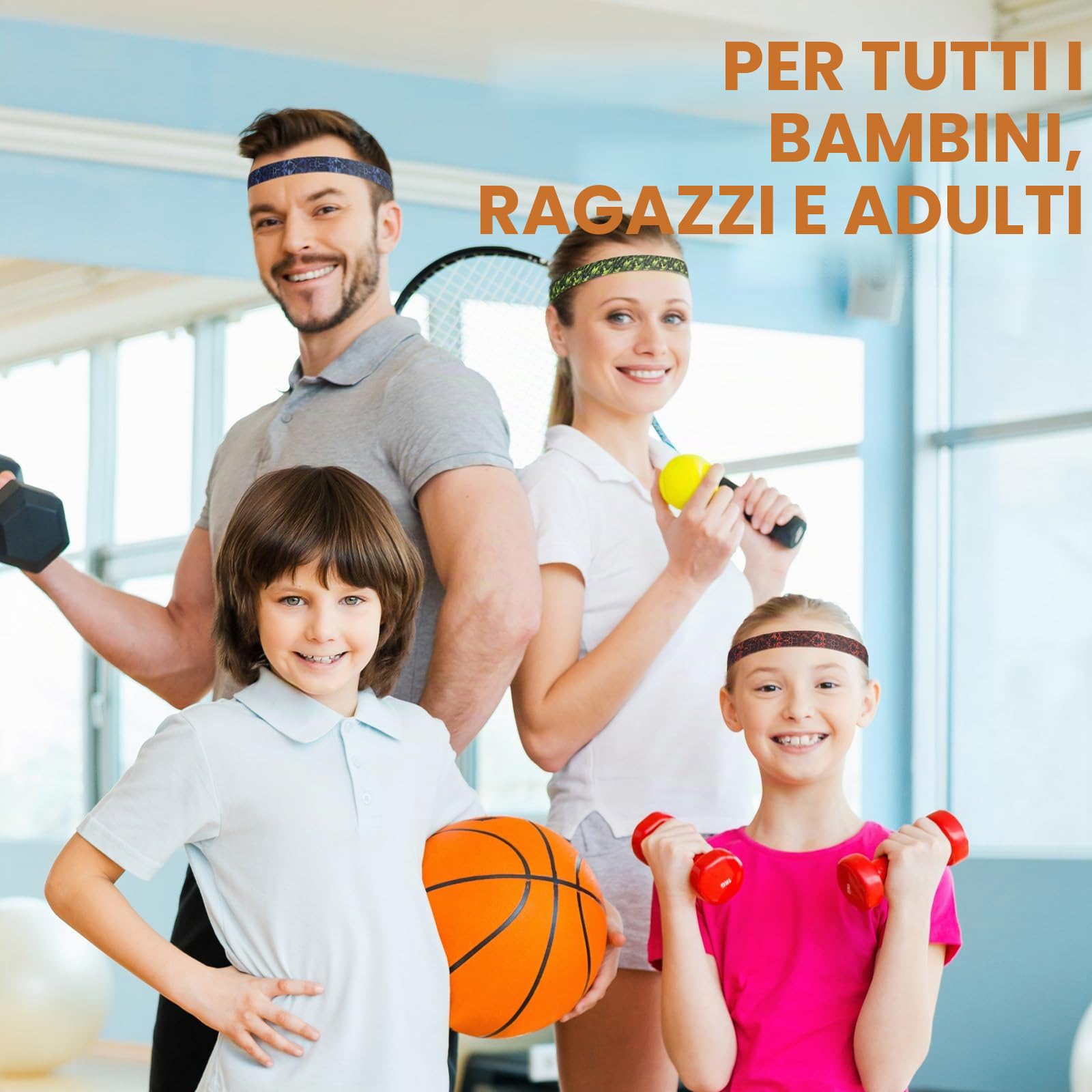 Blooms 5 Pezzi Fascia Sportiva Capelli Antiscivolo, Fasce per Capelli Uomo e Donna Fascia Elastico Capelli Sottile Antiscivolo Fascette Capelli per Sport Basket Calcio Yoga Fare Jogging Bicicletta