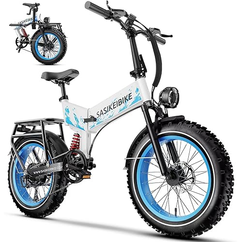 Folding 52V 20Ah Removabke Battery Electric Bike 1500W Peak Motor 20'' Fat Tire Mountain Commuter 30MPH Ebike Motorcycle Range 70 Miles UL Certified Adult Electric Dirt Bike with 7-Speed