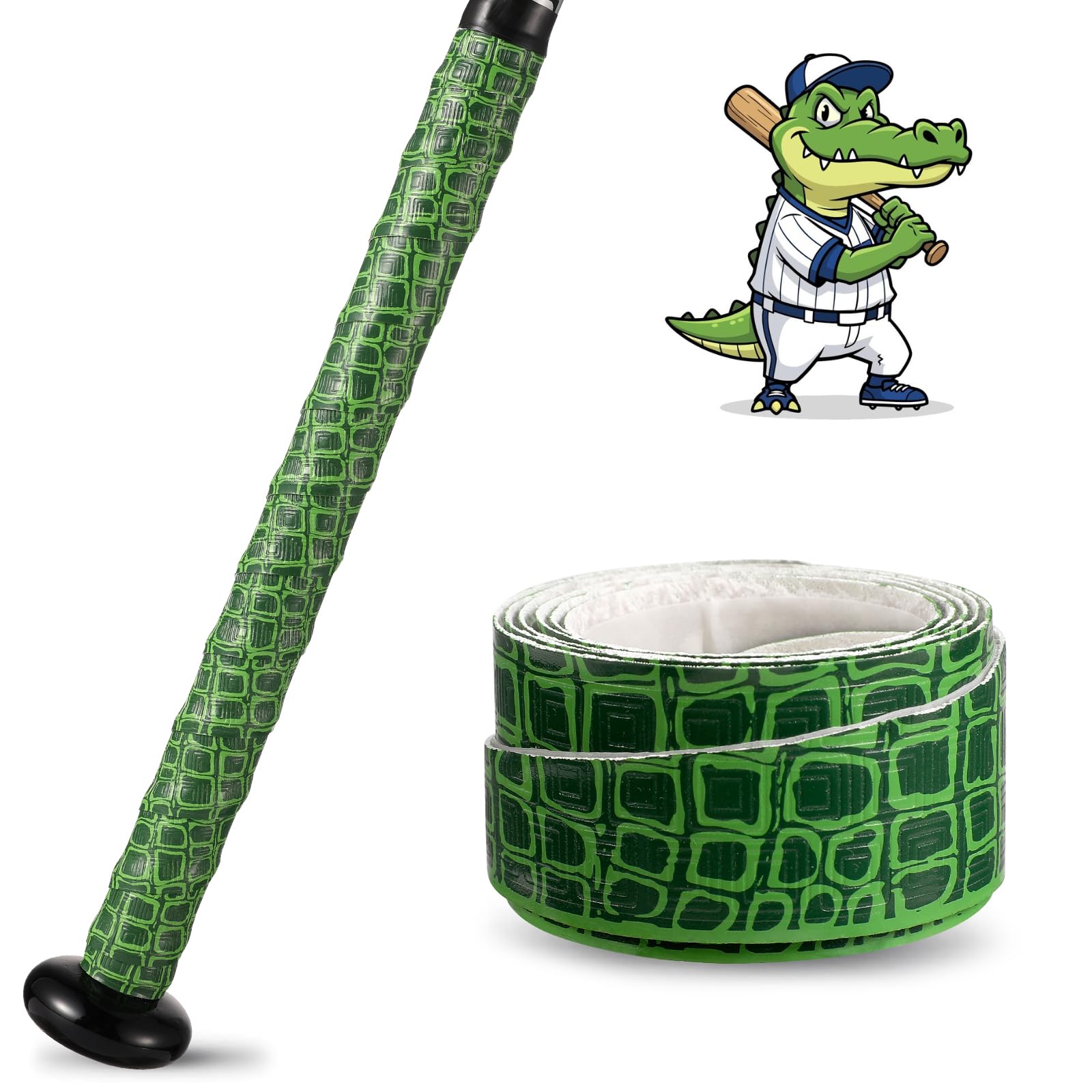 Photo 1 of 1.1mm Bat Grip Tape, Greek Key Double-Stamping Textured, Baseball & Softball Bat Tape for All-Weather Performance, Non-Slip, Precut for Easy Install
