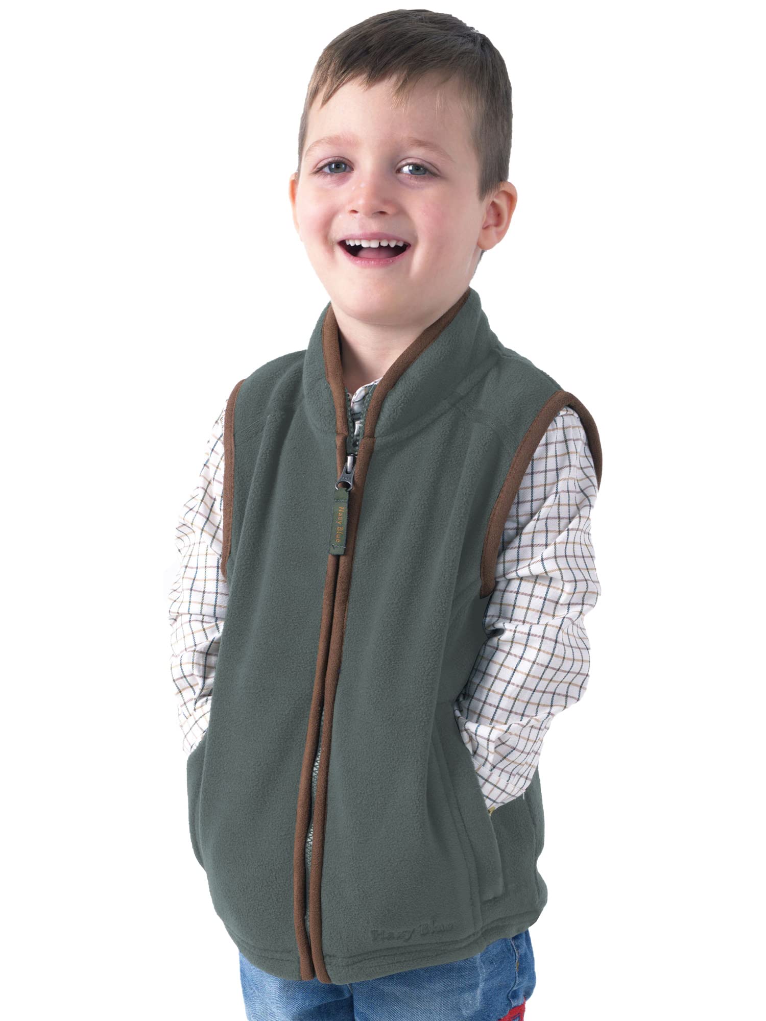 Hazy Blue Unisex Kids Gun Metal Children's Fleece Bodywarmer Kaden - Zip-Up Waistcoat | Jacket |