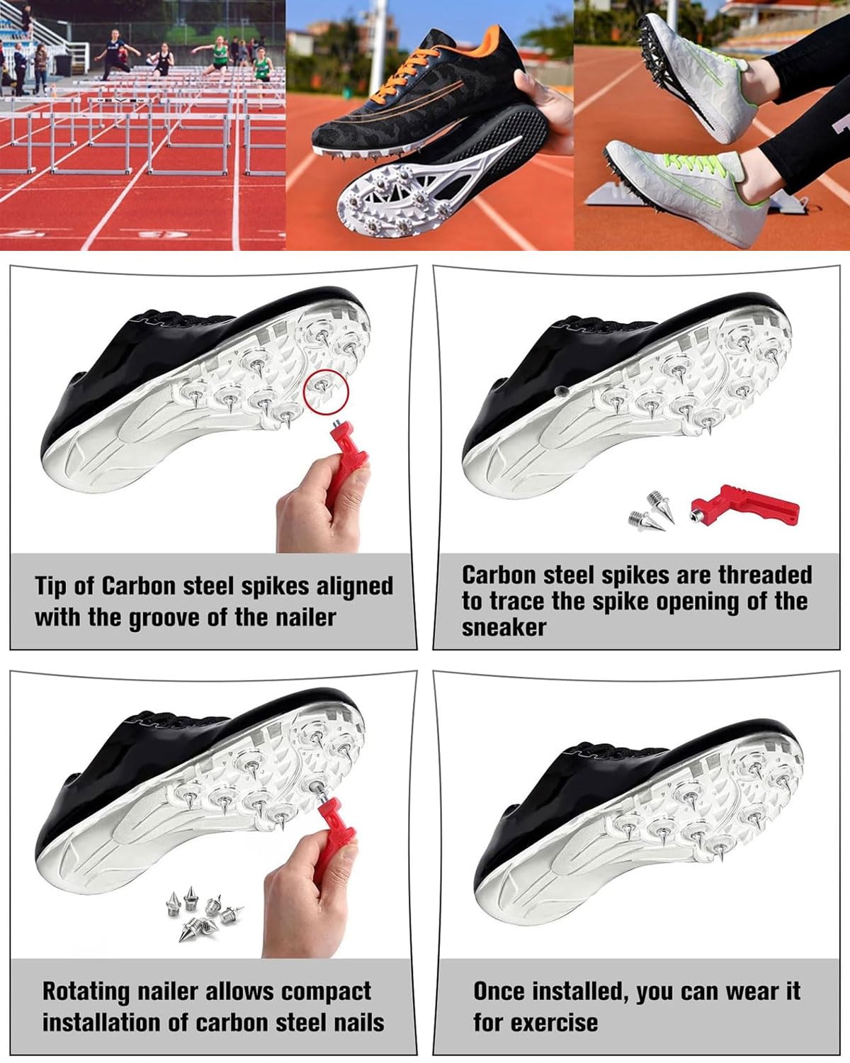 Punte per Scarpe 6 mm Chiave a Spillo, Punte d'Acciaio Piramide Sostituzione per Scarpe Atletiche