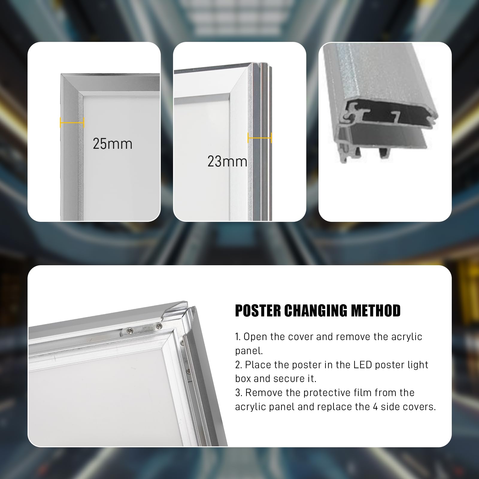 Marco LED para póster de película de 16 x 24 pulgadas, caja de luz retroiluminada con regulador, marco de póster LED de aluminio para cine en casa, oficina, decoración de cine, letrero de menú de bar