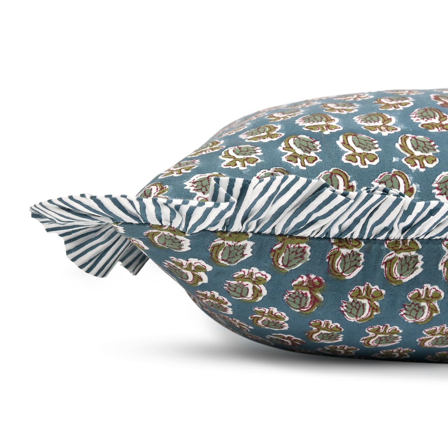 Ridhi Federa per cuscino con stampa a blocchi blu pavone, 50,8 x 50,8 cm, confezione da 2, per divano, letto, soggiorno, decorazione della casa, regalo per primavera, Pasqua, San Valentino