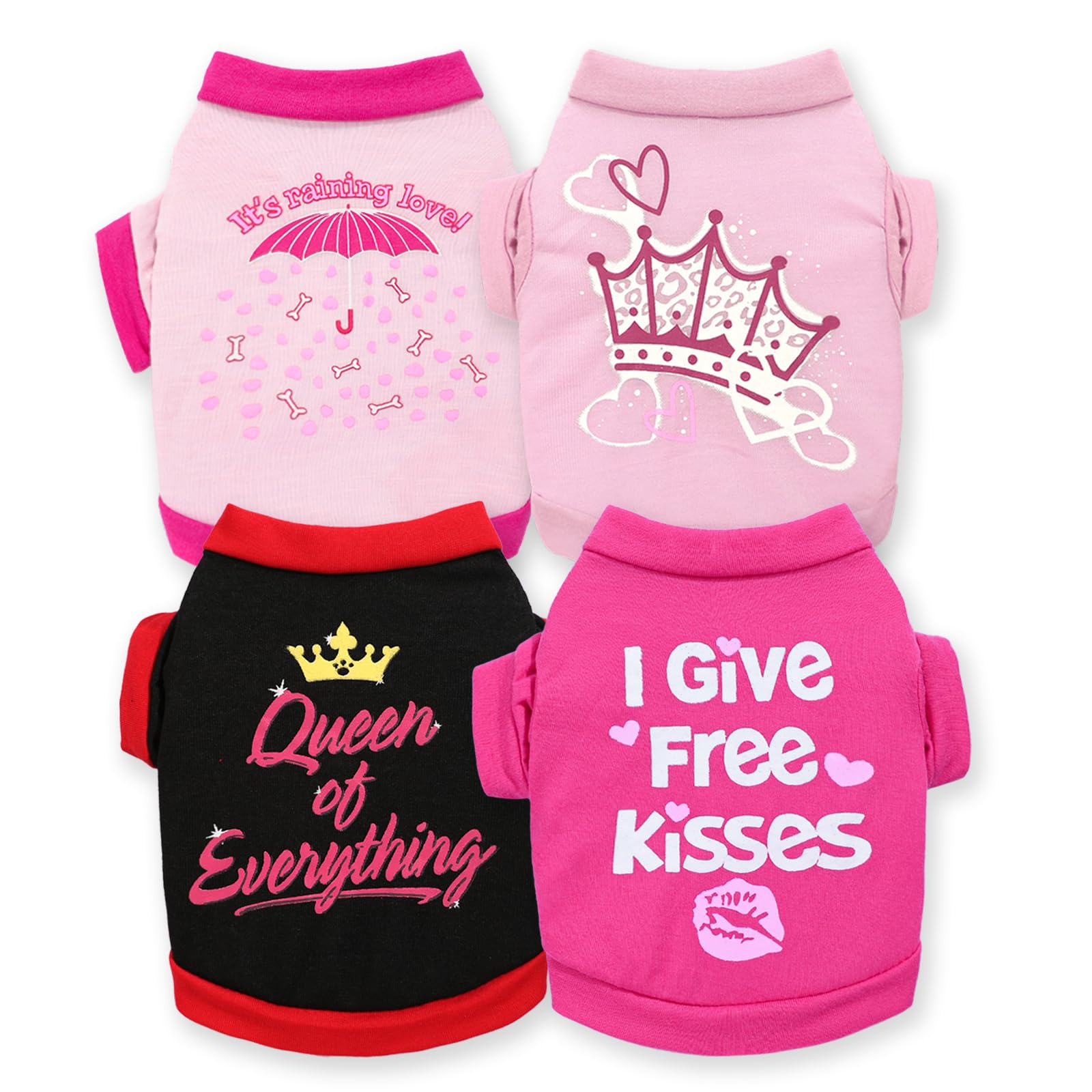 4 Pieces Dog Clothes for Small Dogs Girl Summer Puppy Shirts Cute Soft Pet T-Shirt Cat Outfit for Pets Teacup Chihuahua Yorkie Clothing,XX-Small