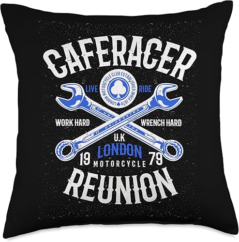 Cafe Racer Motorcycle Custom Speed Vintage Old School Design Throw Pillow, 18x18, Multicolor