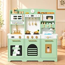 Xilingol Kids Kitchen Playset, Wooden Play Kitchen with 24 Accessories