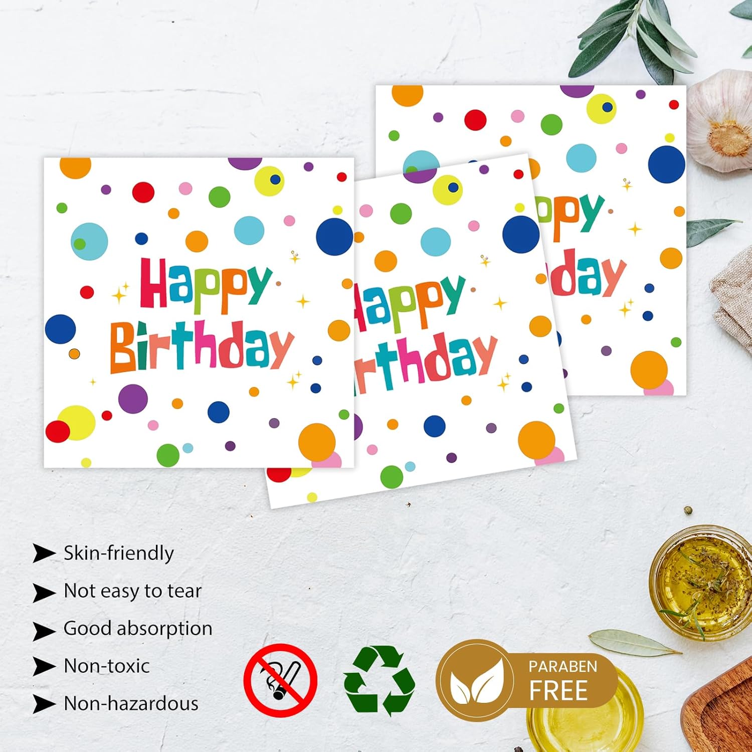 50PCS Happy Birthday Plates and Napkins, 7inch Colorful Dots Birthday Cake Dessert Plates Disposable Paper Dinnerware Set for Birthday's Party Supplies Decorations (Birthday's Candle, 7 Inch) - Image 5