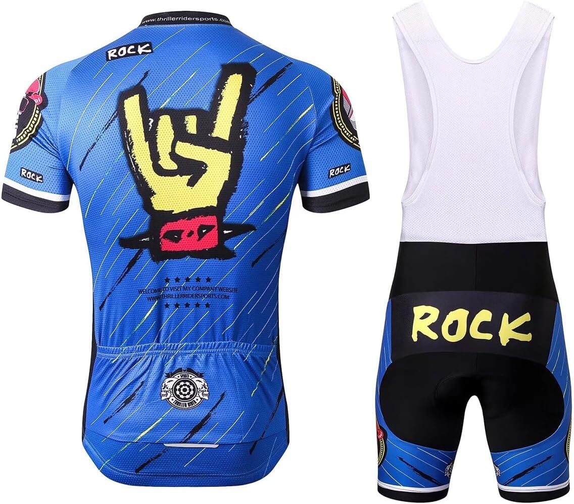 Thriller Rider Sports Mens Rock Music サイクルジャージ メンズ 男性自転車運動服装半袖