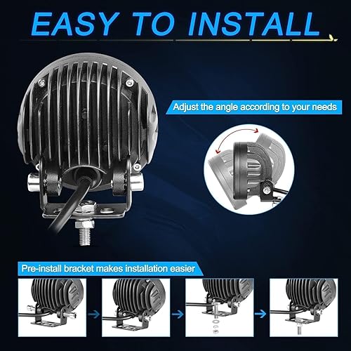 Miniatura 7 de ACEC SHOP 2 cápsulas LED ámbar de 3.5 pulgadas, luces LED amarillas redondas, luces LED para todo terreno, luces antiniebla de inundación, cápsulas