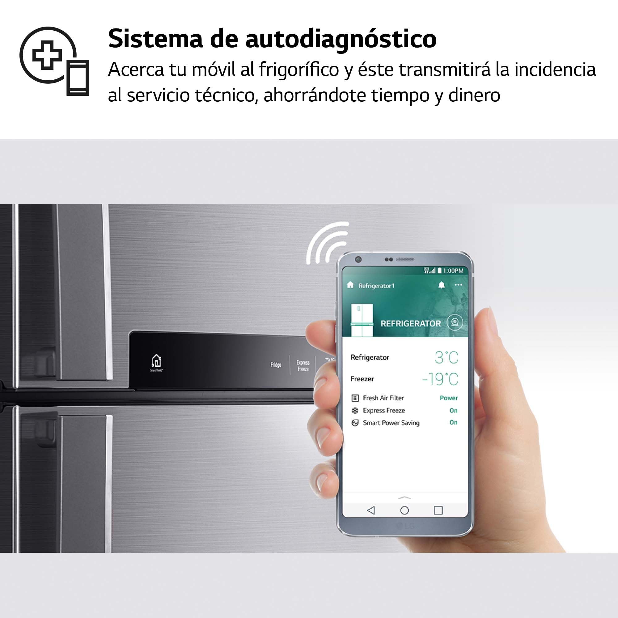 LG GBP61DSXGC - Frigorífico Combi No Frost, Congelador, Compresor Smart Inverter, Color Inox Antihuellas, 186 cm, 341 l