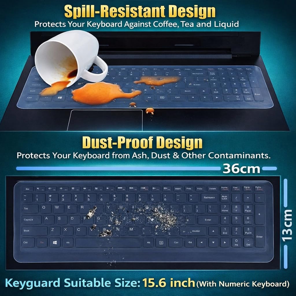 Anjo 6 in 1 Combo of 15.6 Inch & 16:9 Display Aspect Ratios Laptop Screen Protector, KeySkin, Body Lamination Trackpad & Lid (Transparent), Mouse Pad & Cleaner — Amazon image 4