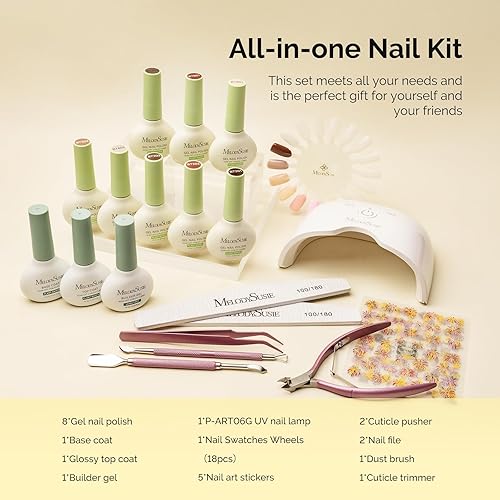 Miniatura 7 de MelodySusie Kit de uñas de gel con lámpara UV inalámbrica P-ART06G, recargable, portátil, luz LED UV con sensor inteligente, a base de plantas, sin