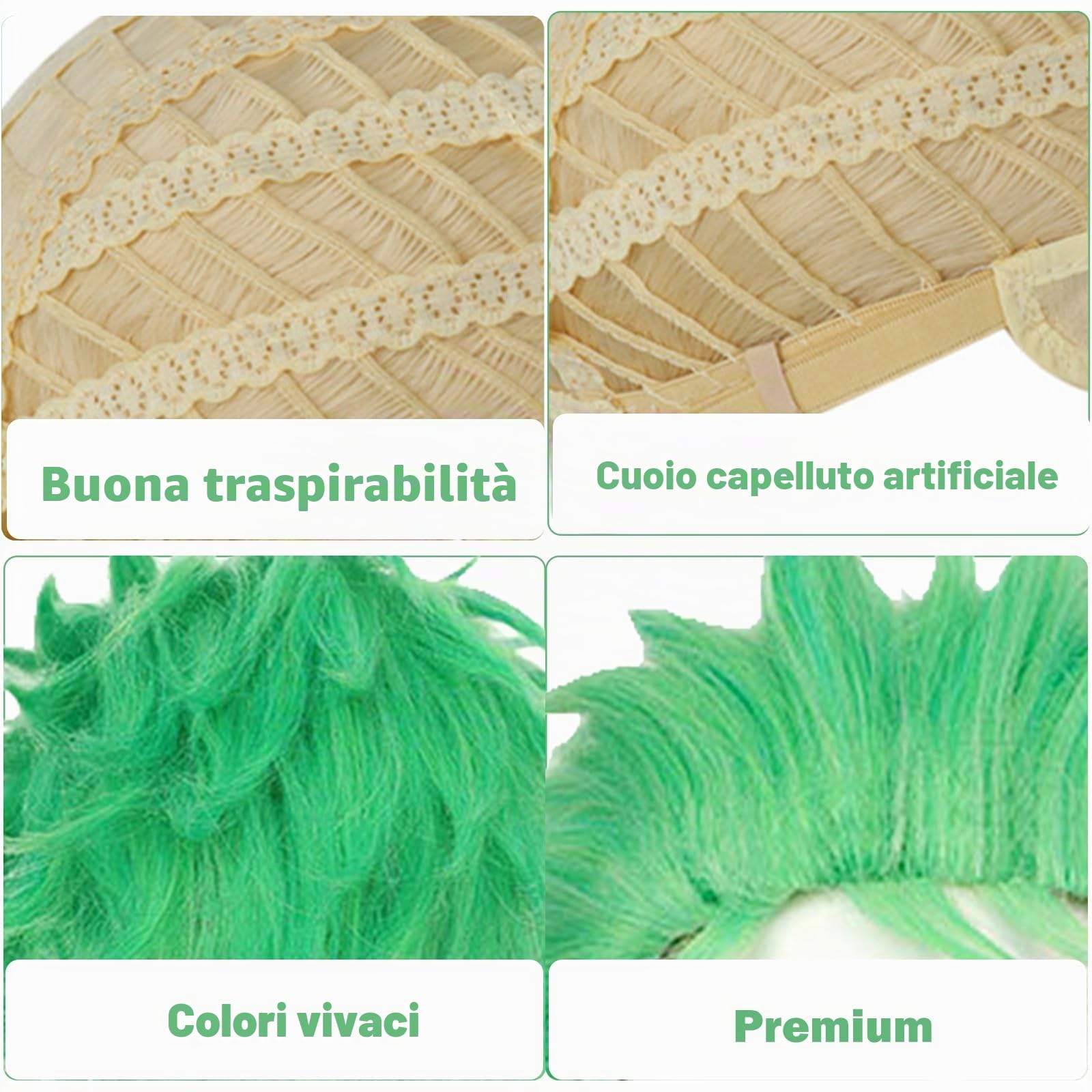 Parrucca Verde Zoro Cosplay, Zoro One Piece Parrucca Cosplay Party, One Piece Zoro Anime Gioco di Ruolo Halloween Cosplay Parrucche Costume