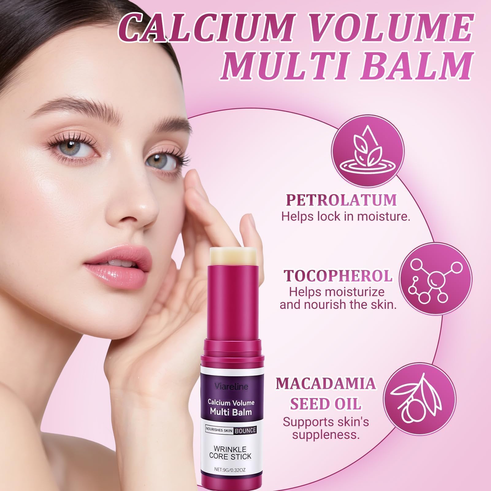 Balsamo multiuso al calcio+maschera per gli occhi,balsamo multiplo volume al calcio,stick idratante al collagene,stick coreano antietà e rassodante per la cura della pelle.