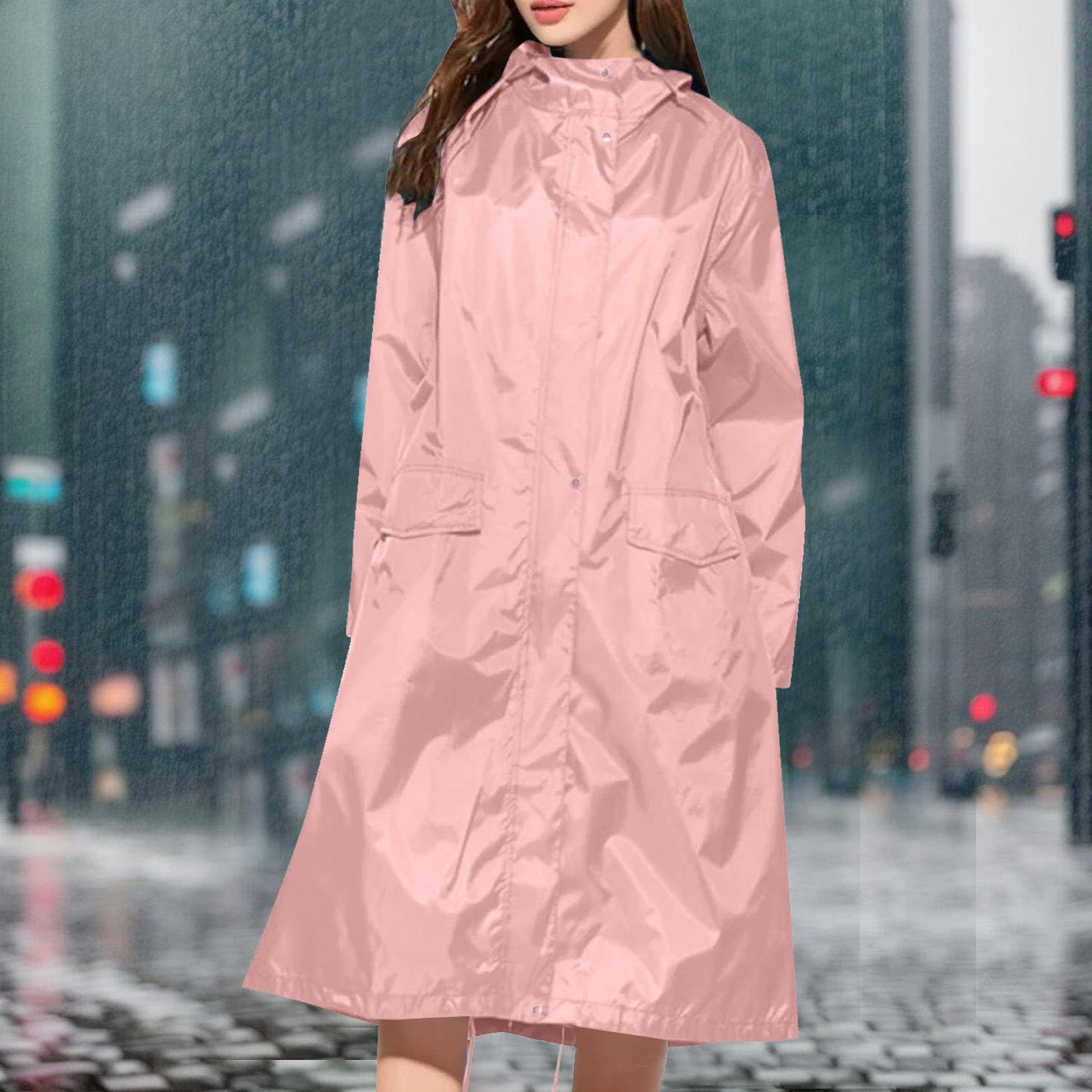 Regenponcho Damen Fahrrad Regenbekleidung Mehrzweck Regenjacke Outdoor Mit Kapuze Leichte Lange Regenjacke Regenmantel Für Wandern, Radfahren, Camping Und Reisen