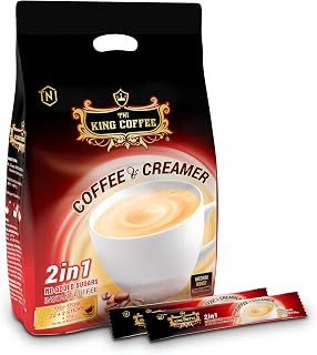 TNI KING COFFEE 2 in 1 Instant Coffee & Creamer, 1 Box/22 Individual Packages, KING Instant Coffee 2 in 1, 22 Sticks Individual Packages SUGAR-FREE
