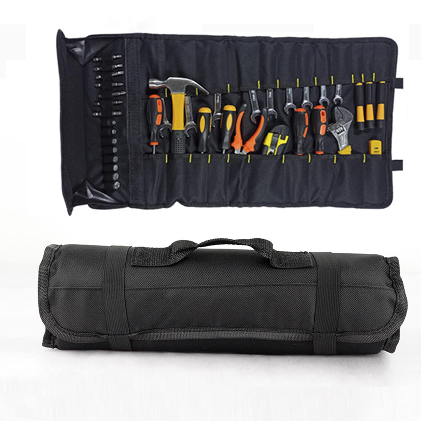 Sac à outils multifonction noir compartimenté avec 22 pochettes