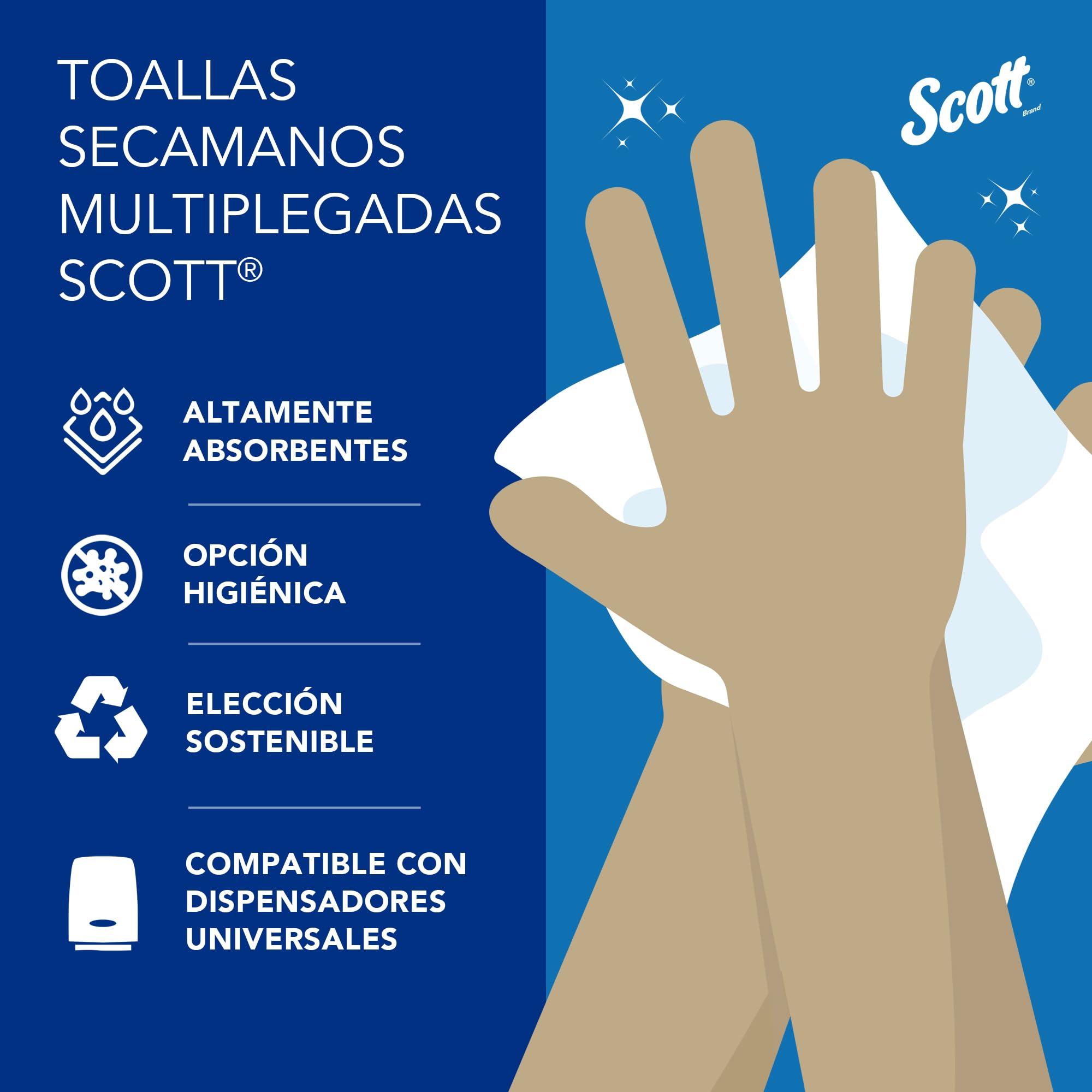 Scott Slimfold Toallas de Mano Intercaladas 5856, 12 Paquetes de 147 Hojas de Papel Compactas, Tecnología Absorbente Airflex