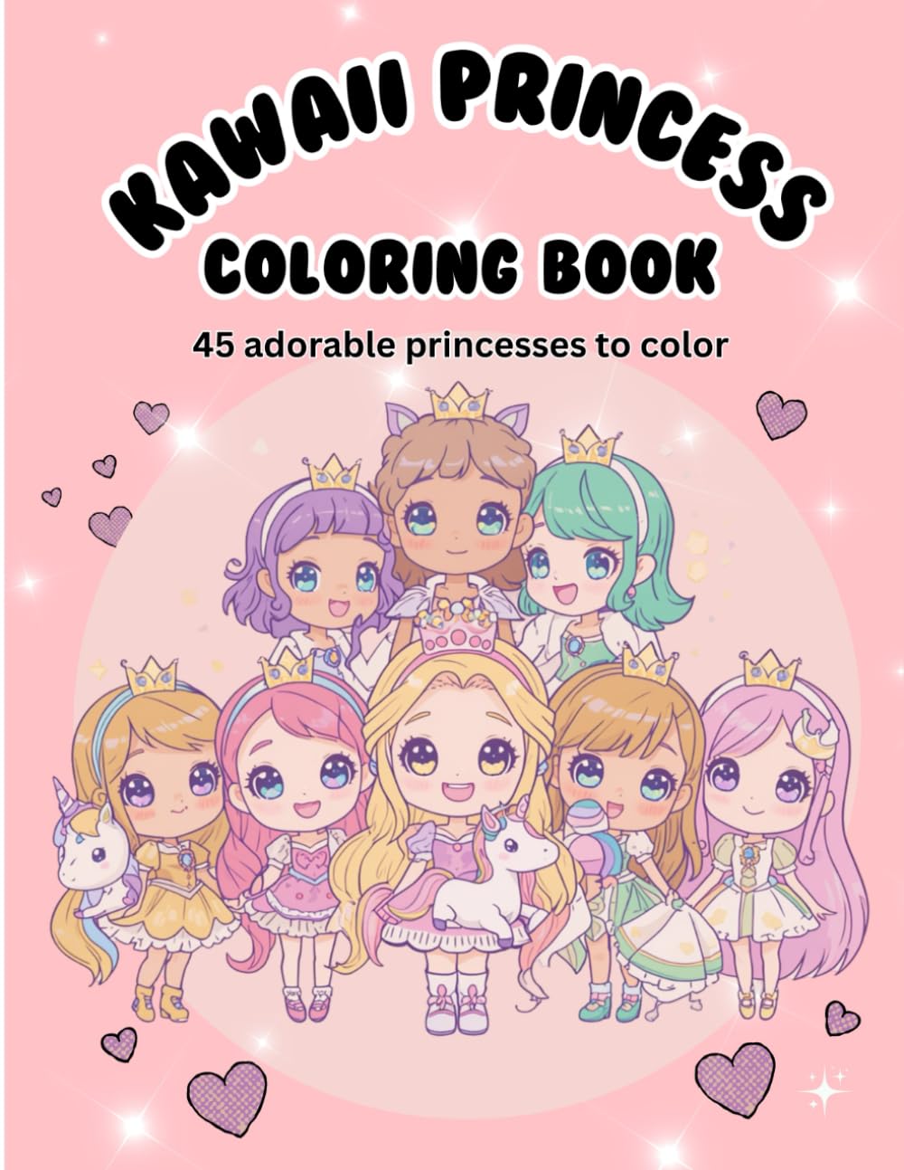 Kawaii Princess Coloring Book: 45 Adorable Princesses to Color