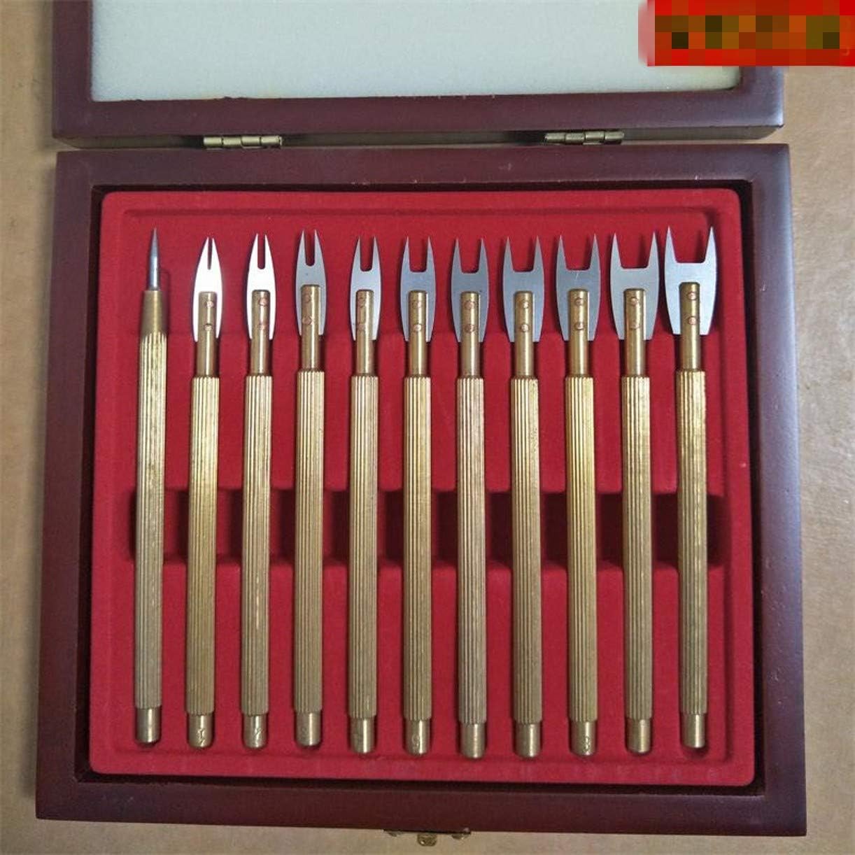 ZHONGJIUYUAN Copper gauge, beige gauge, design open line gauge, spacing gauge, beige needle, shoe making tool,11PCS/set