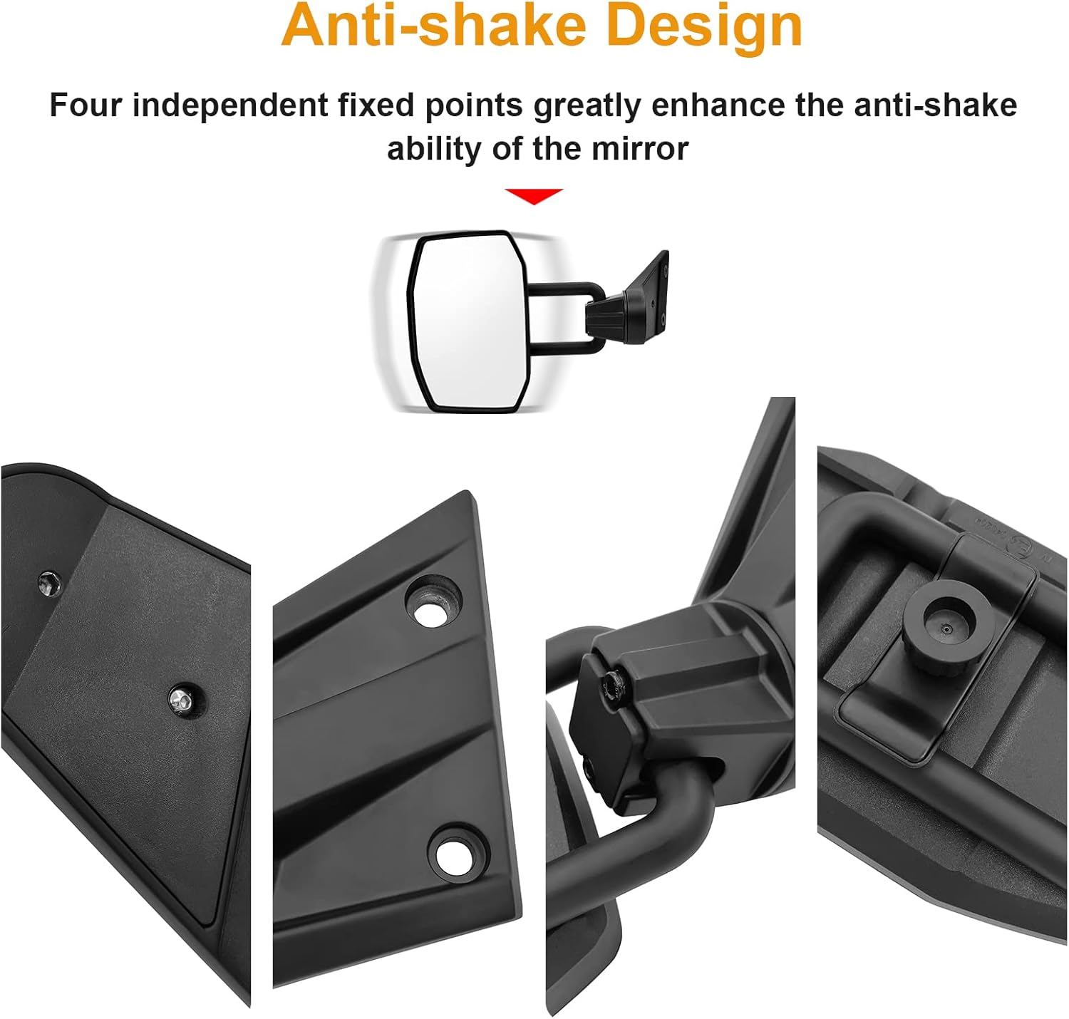 Upgraded Anti-shake Door Off Mirrors Fit for 1996-2018 Jeep Wrangler JK JKU TJ TJU, 360 Degree Rotatable Doorless Side View Mirrors, Easy to Install Accessories