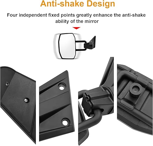 Miniatura 5 de Espejos de puerta antivibración mejorados para Jeep Wrangler JK JKU TJ TJU 1996-2018, espejos retrovisores laterales giratorios de 360 grados sin