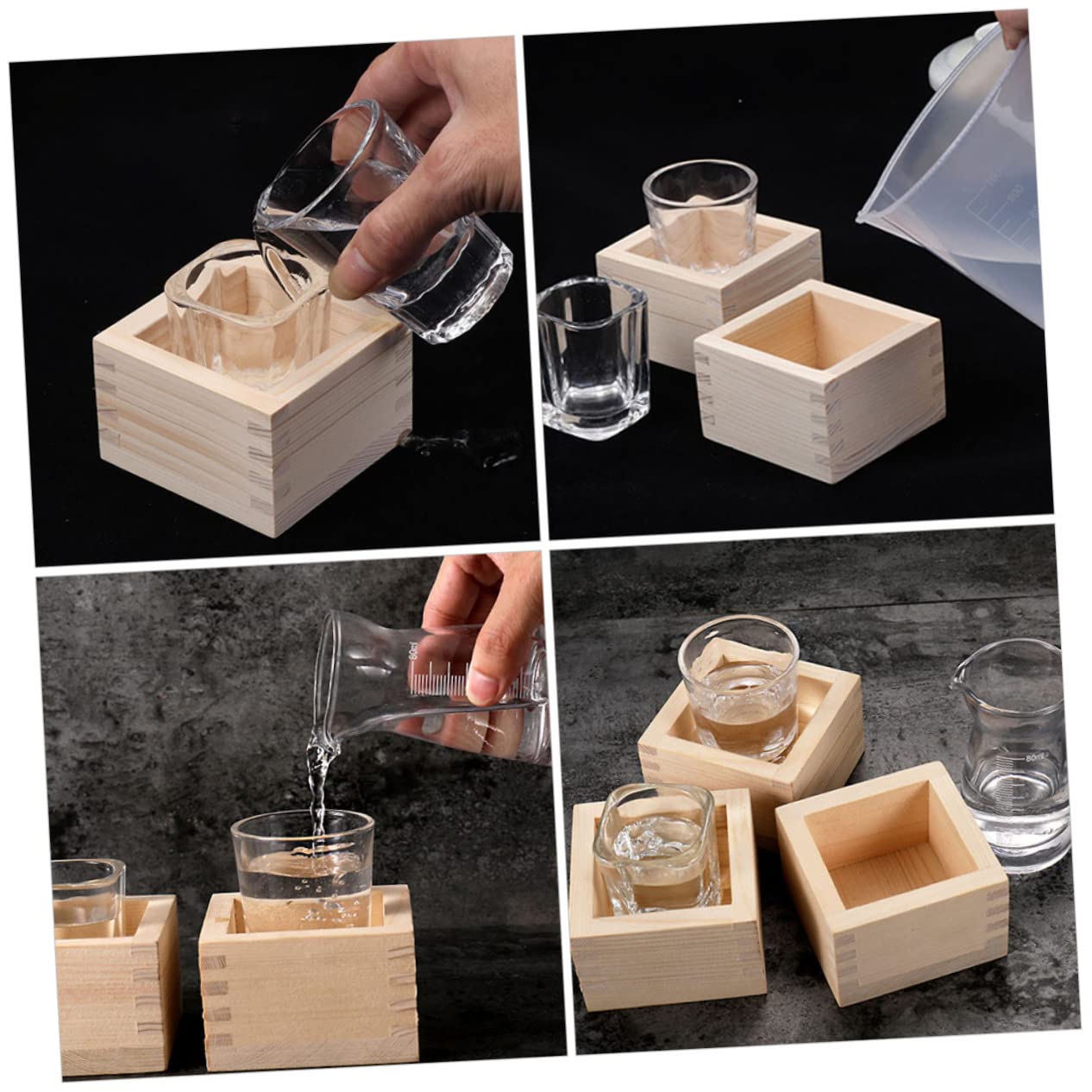 Cabilock 1 Set Traditional Sake Cup with Wooden Box Elegant Glass Sake Mug for Entertaining for Water Tea for Home Bar and Special Occasions