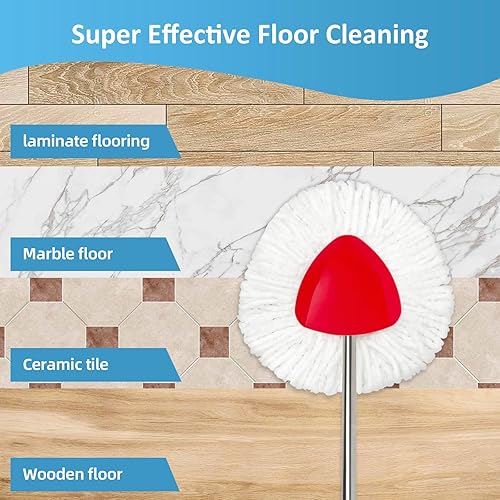 Miniatura 4 de Adaptedfor O-CEDA EasyWring - Juego de repuesto de trapeador giratorio de microfibra, mango ajustable, baser, cabezal de trapeador giratorio, 4
