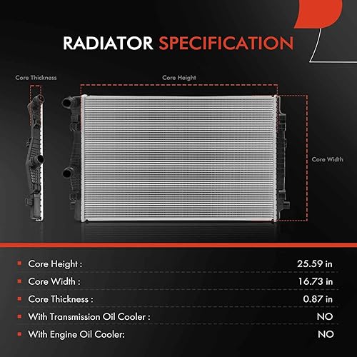 Miniatura 2 de A-Premium Conjunto de radiador de refrigerante del motor compatible con Volkswagen Jetta 2019-2021 y Audi A3 Sportback e-tron 2016-2018