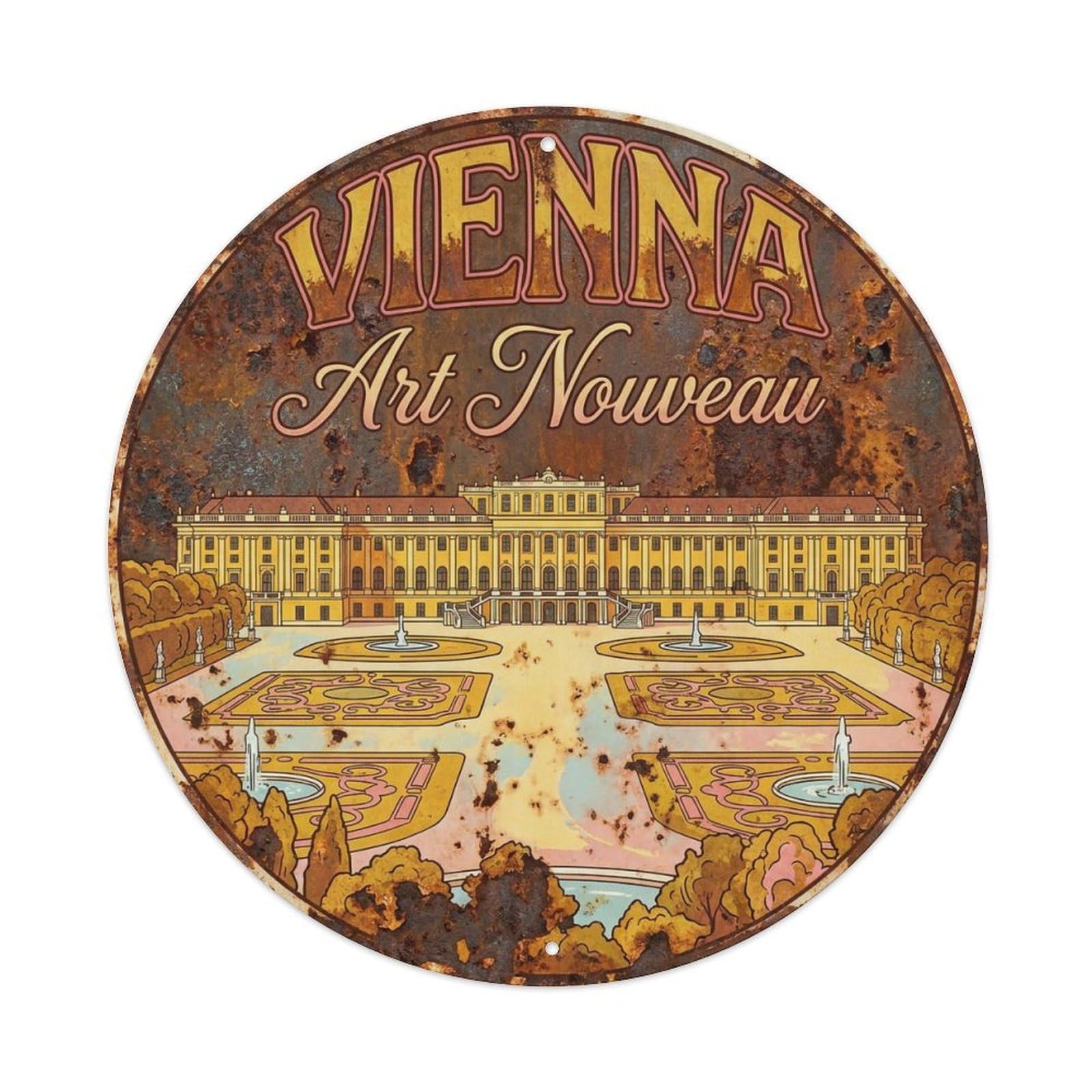 Yrnq 8X8inch Vintage Style Vintage Travel Vienna Austria Nostalgia Metal Tin Sign