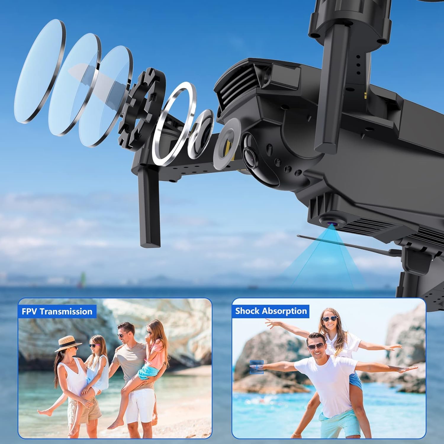 ILYPOP SHOP Drone 4K con doppia fotocamera, video live, mantenimento altitudine, decollo/atterraggio facile, 3D Flip. Ideale per principianti e professionisti. Regalo perfetto per ragazze e ragazzi