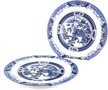 Amazon | 景徳鎮青花皿（中）2枚セット[中国/高級/工芸/陶磁器] | 株式