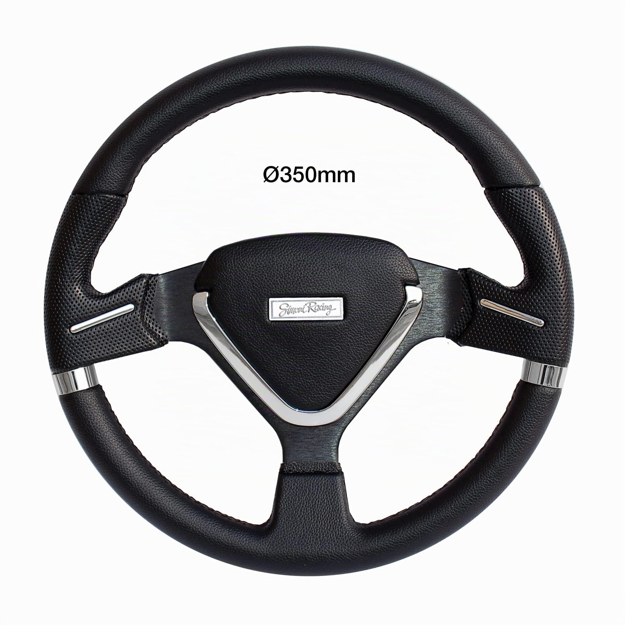Simoni Racing Volant Universel Montecarlo - Eco-Cuir Noir - Diamètre 350mm