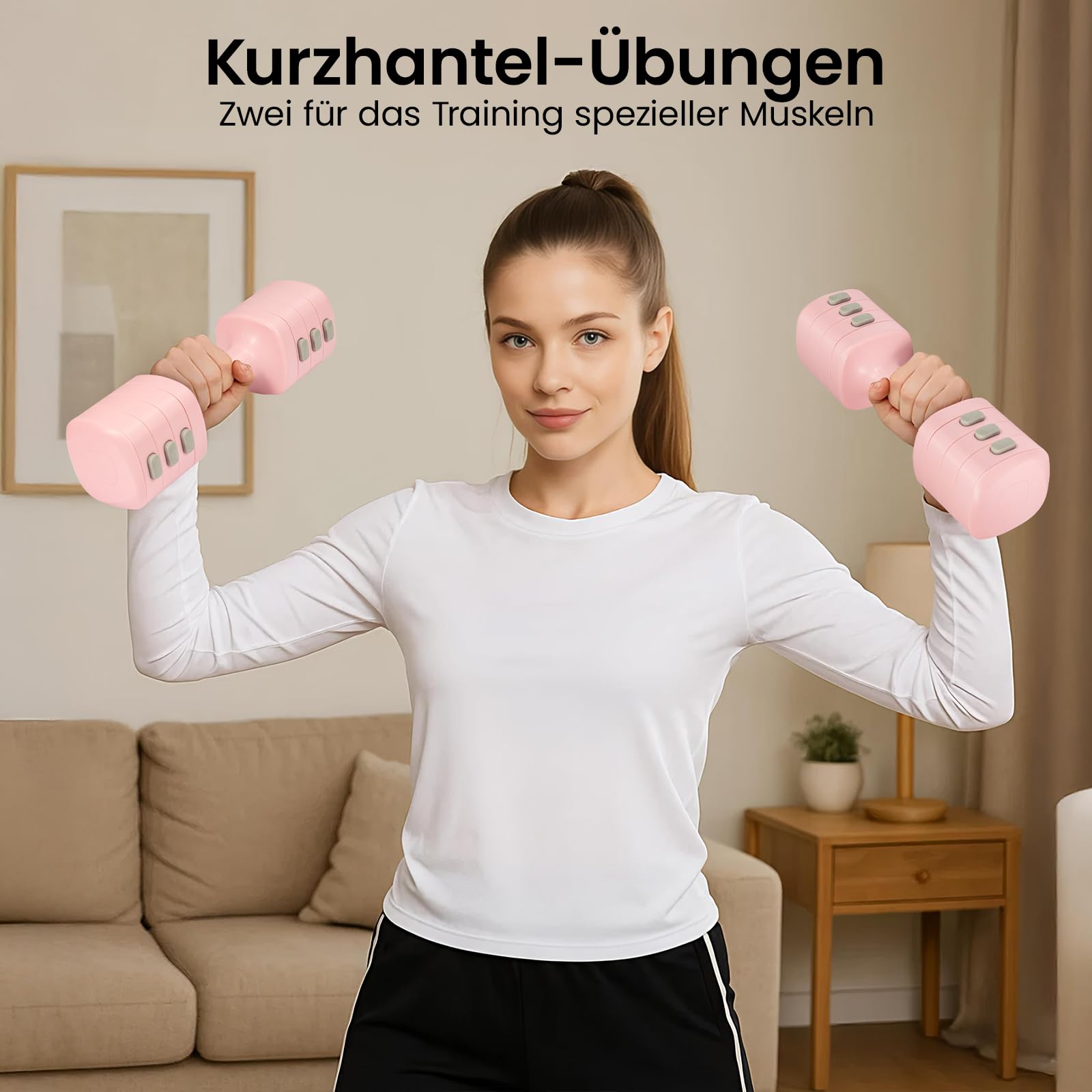 2-in-1-verstellbares Hantelset für Frauen, abnehmbare Hanteln und Kettlebell-Kombination, Heimfitnessgeräte für Krafttraining, kompaktes Design mit mehreren Gewichtsoptionen
