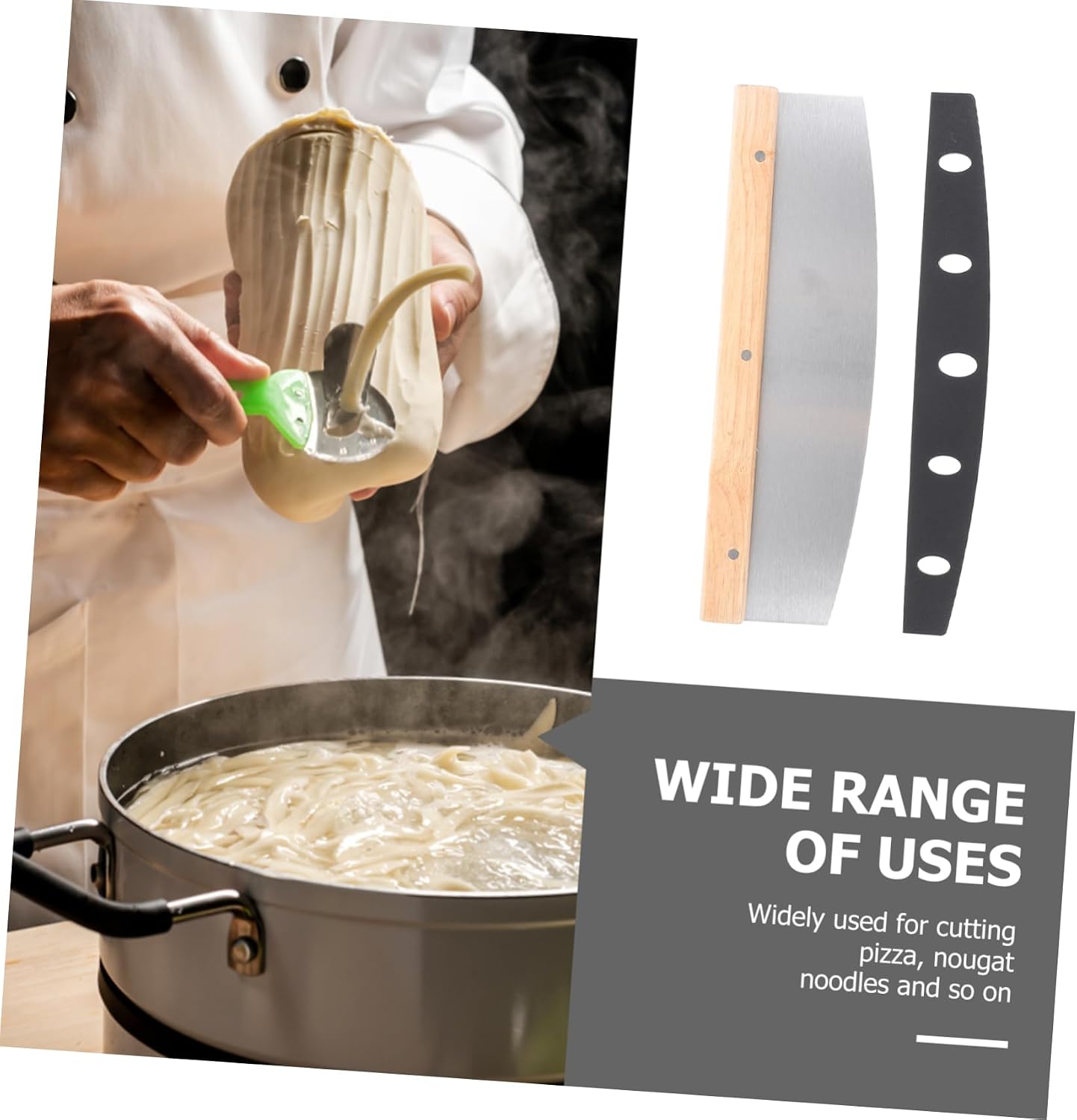 Unomor Stainless Steel Pizza Wheel Wooden Handle Multipurpose Baking Tool Home Pizza Cutting Set